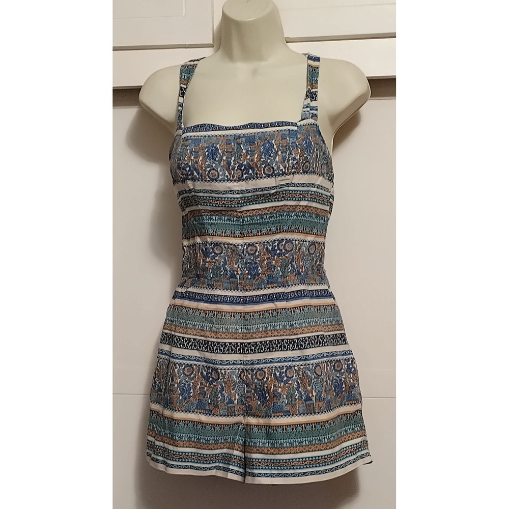 Vintage Rose Marie Reid Italian Piazza Print Romper Womens S Playsuit